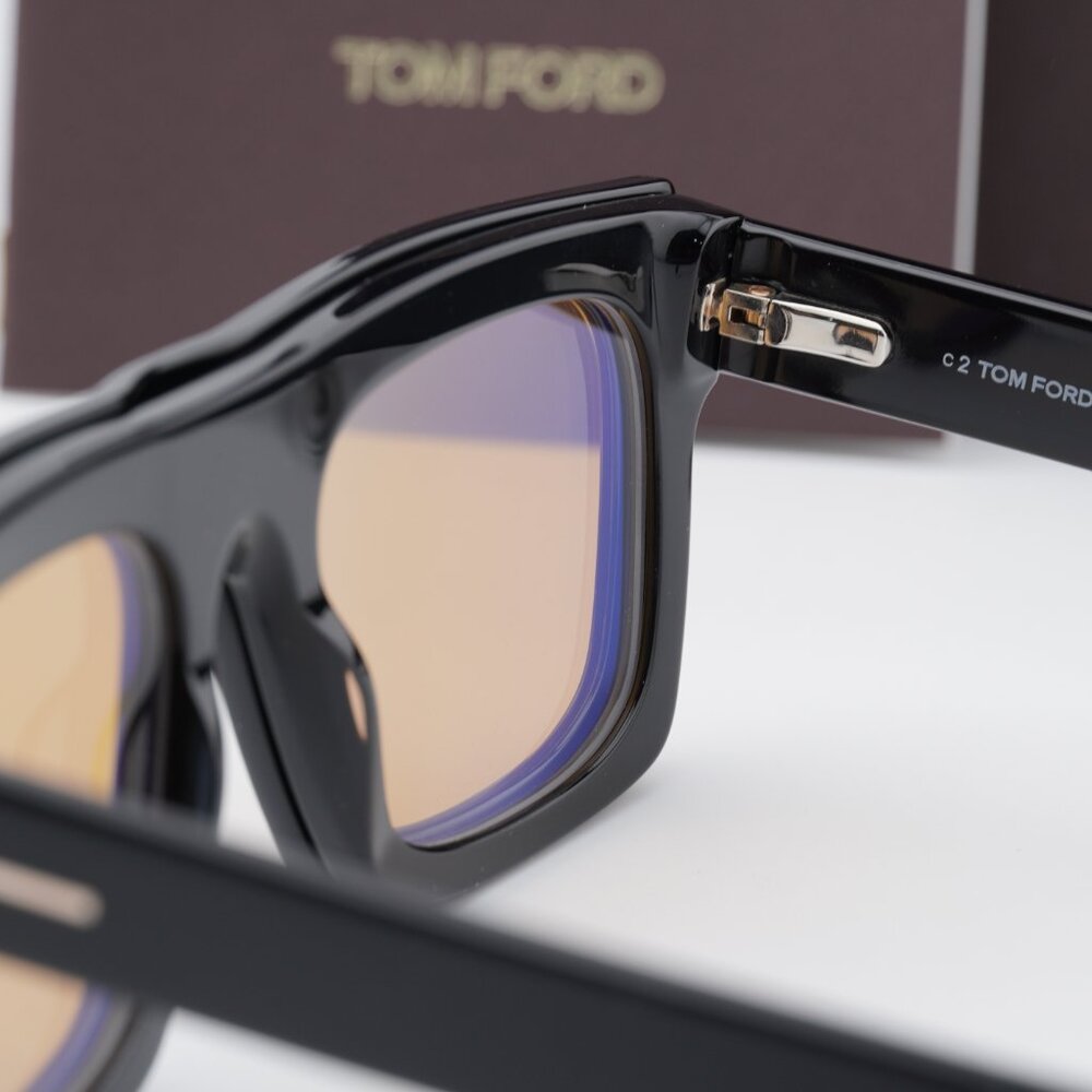 Tom Ford FT6068-B 001 Square Eyeglasses 53mm - Black/Clear with Magnetic Clip-on - Picture 5 of 10